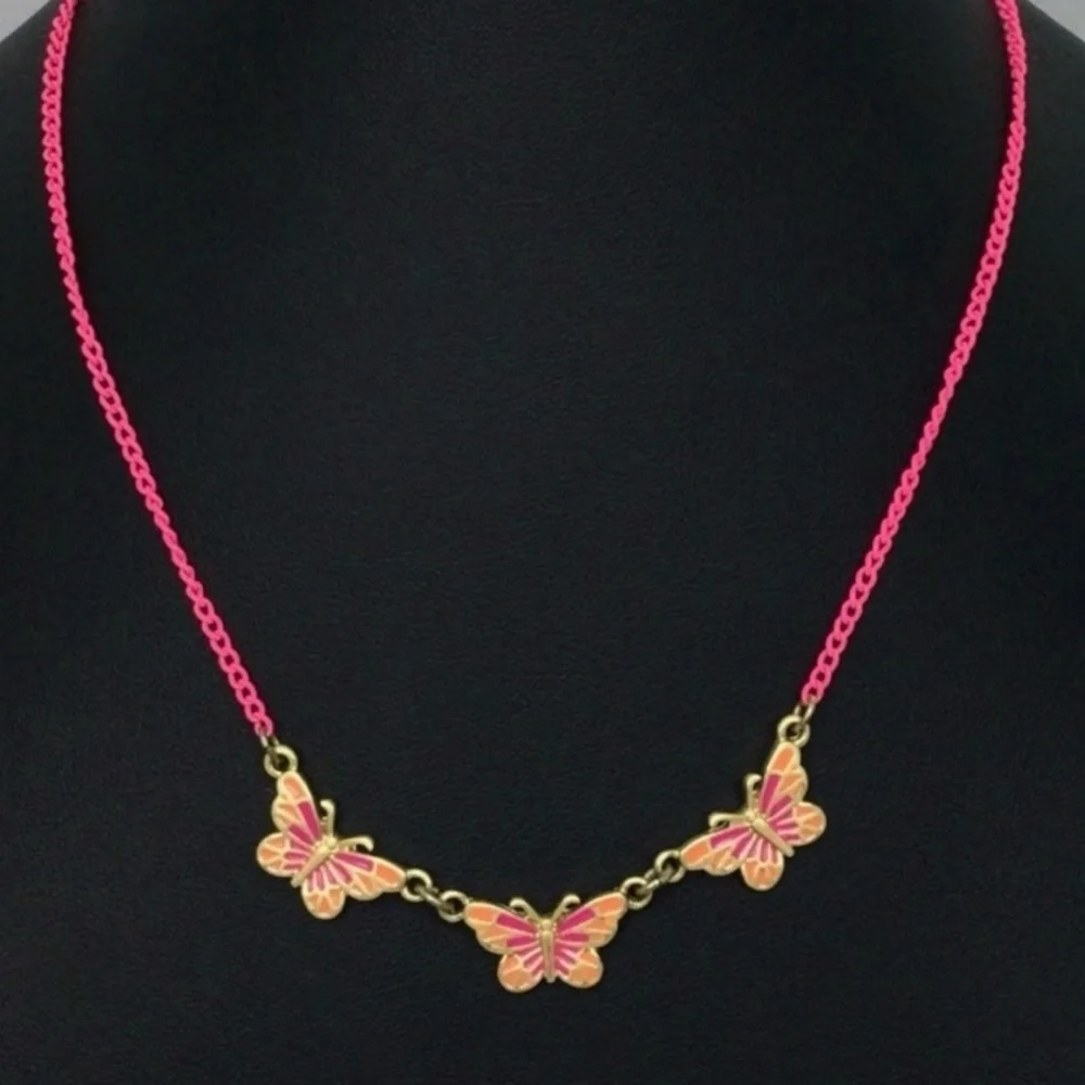 🌸Set of 2 Kids Stella & Dot Necklaces-Kristen Charm & Pink Mariposa Butterfly🦋